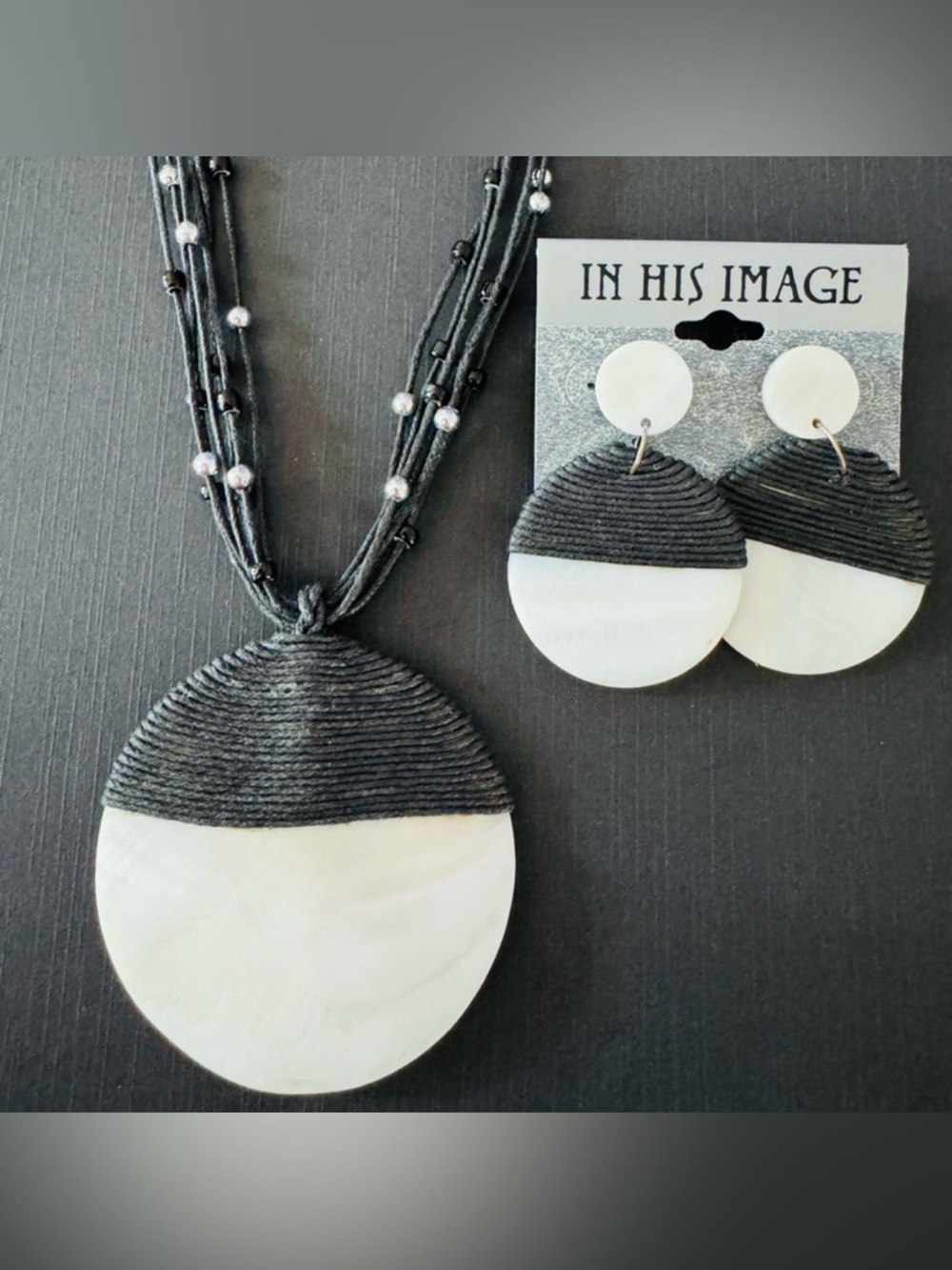 Black and White Necklace & Earrings